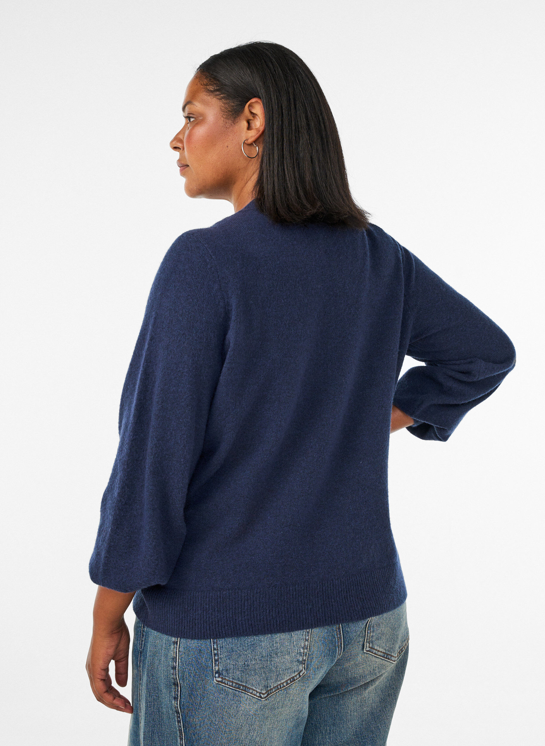 ZizziCardigan en maille douce avec boutons dor&eacute;s, Bleu, Model image number 2