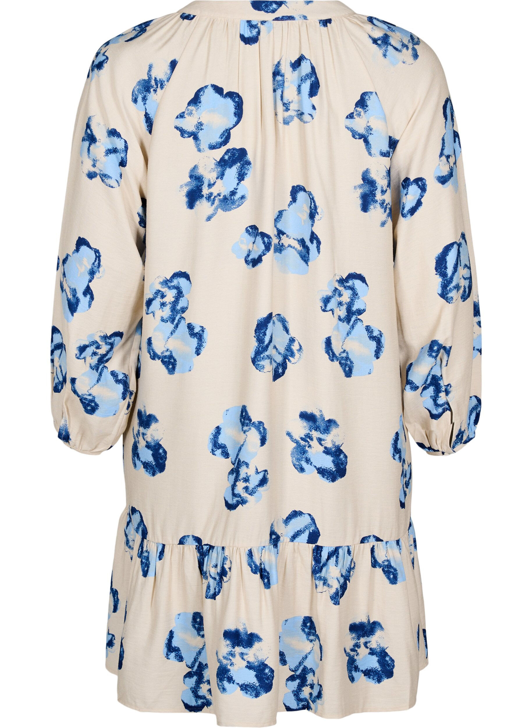 Zizzi Midikleid mit langen &Auml;rmeln und A-Linie, Vanille, Packshot image number 1