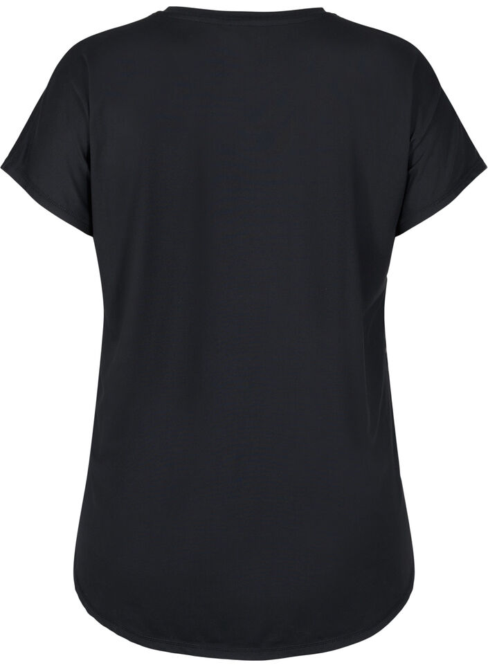 Kurzarm Trainingsshirt mit V-Ausschnitt, Schwarz, Packshot