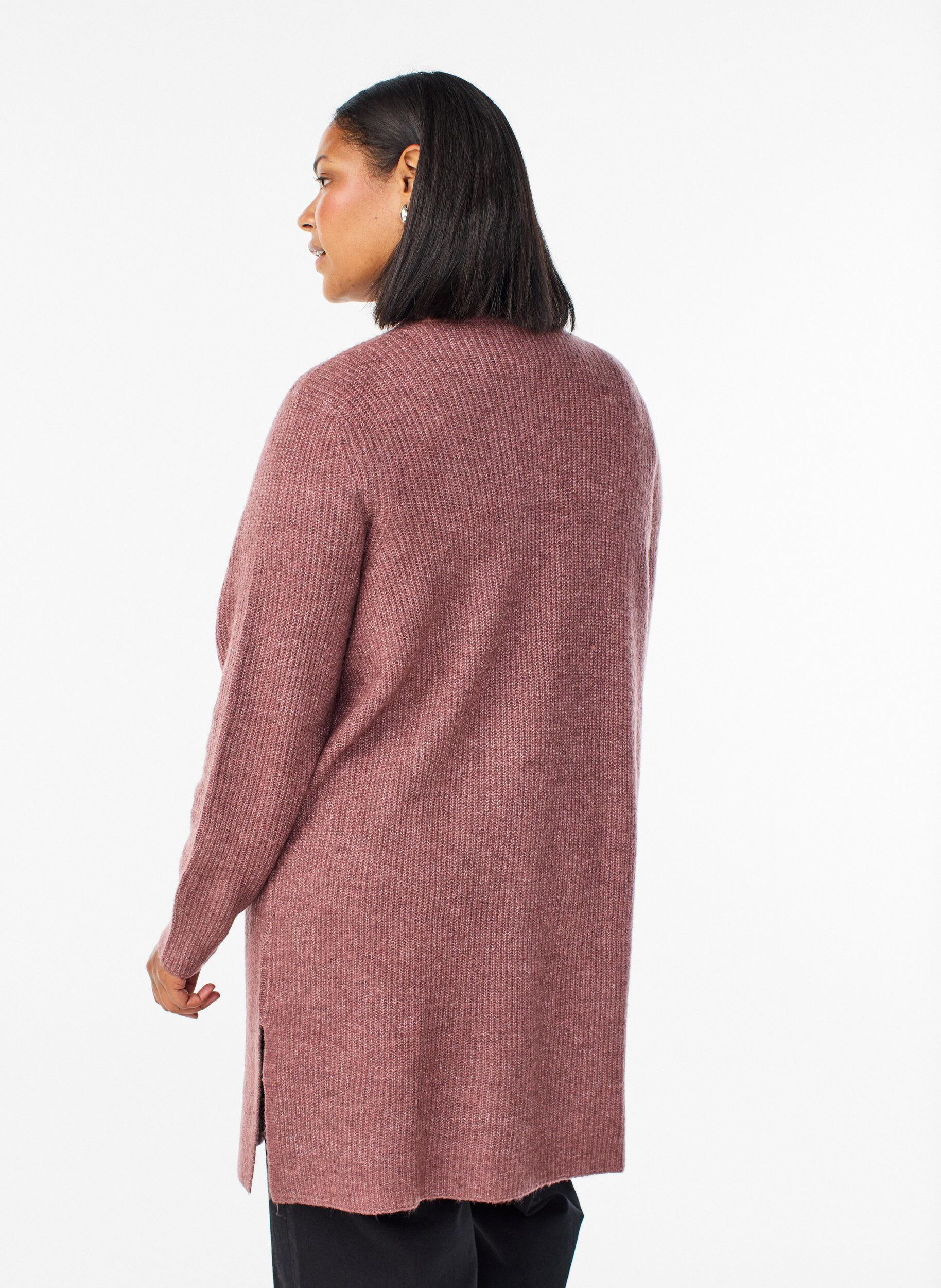 Zizzi FLASH - Cardigan long c&ocirc;tel&eacute; sans fermeture, Rose, Model image number 2