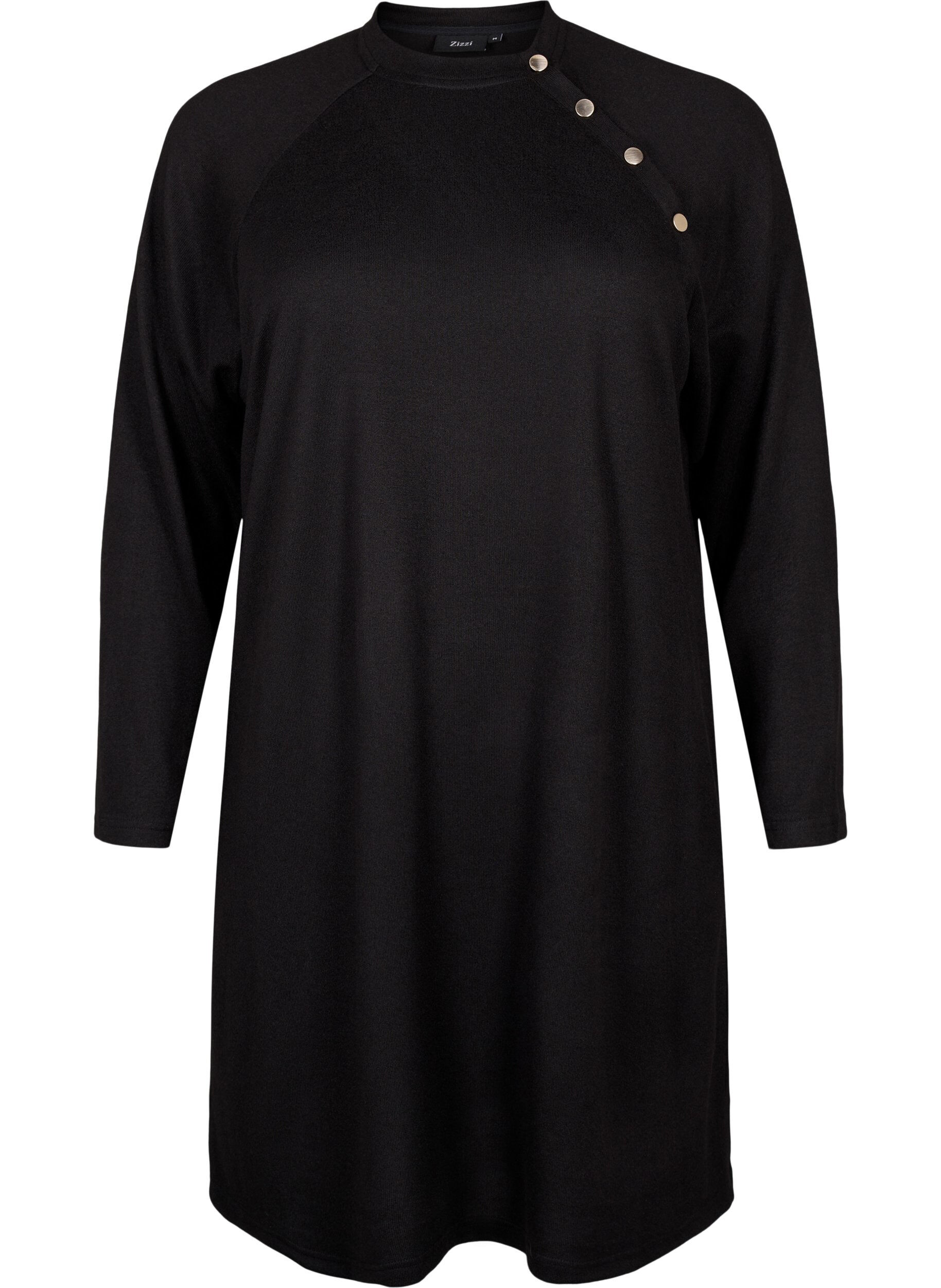 Zizzi Robe en jersey avec boutons, Black, Packshot image number 0