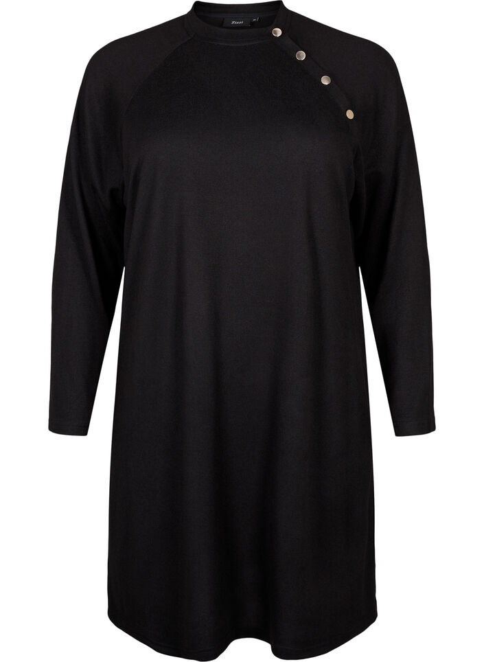 Robe en jersey avec boutons, Black, Packshot image number 0