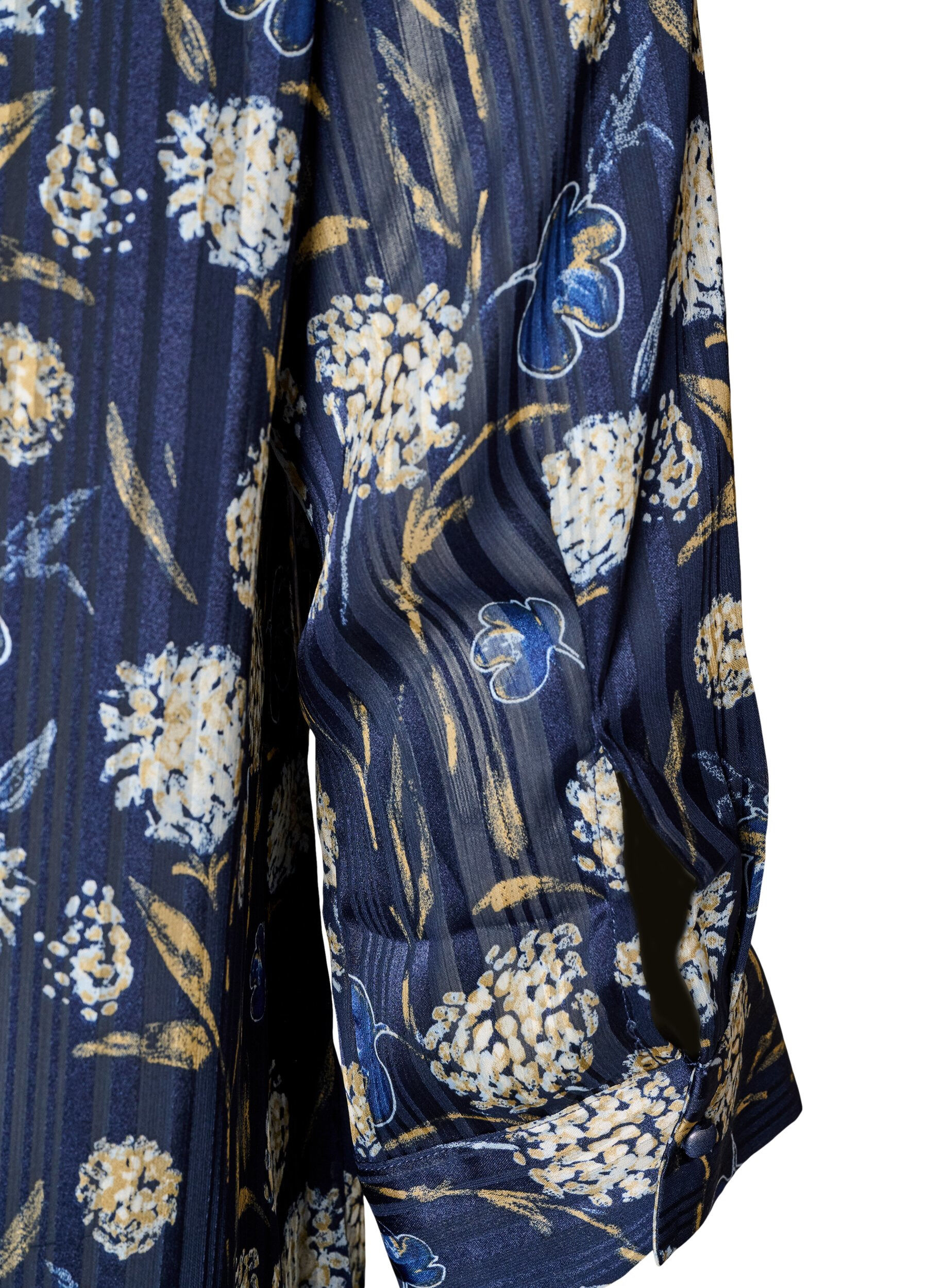 ZizziGemusterte Bluse mit Stehkragen und 3/4-&Auml;rmeln, Blau, Packshot image number 3