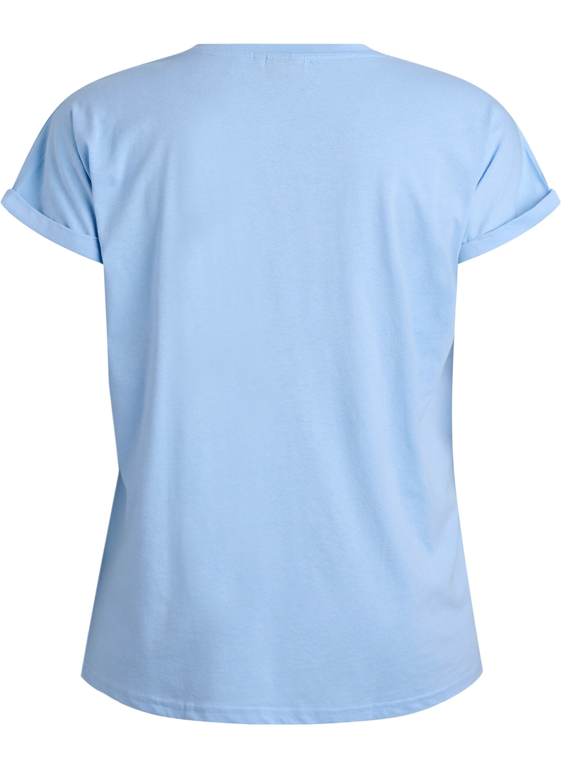 Zizzi T-shirt &agrave; manches courtes en m&eacute;lange de coton, Bleu Clair, Packshot image number 1