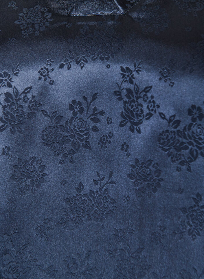 Blouse en satin &agrave; imprim&eacute; floral et col V, Bleu, Packshot image number 2