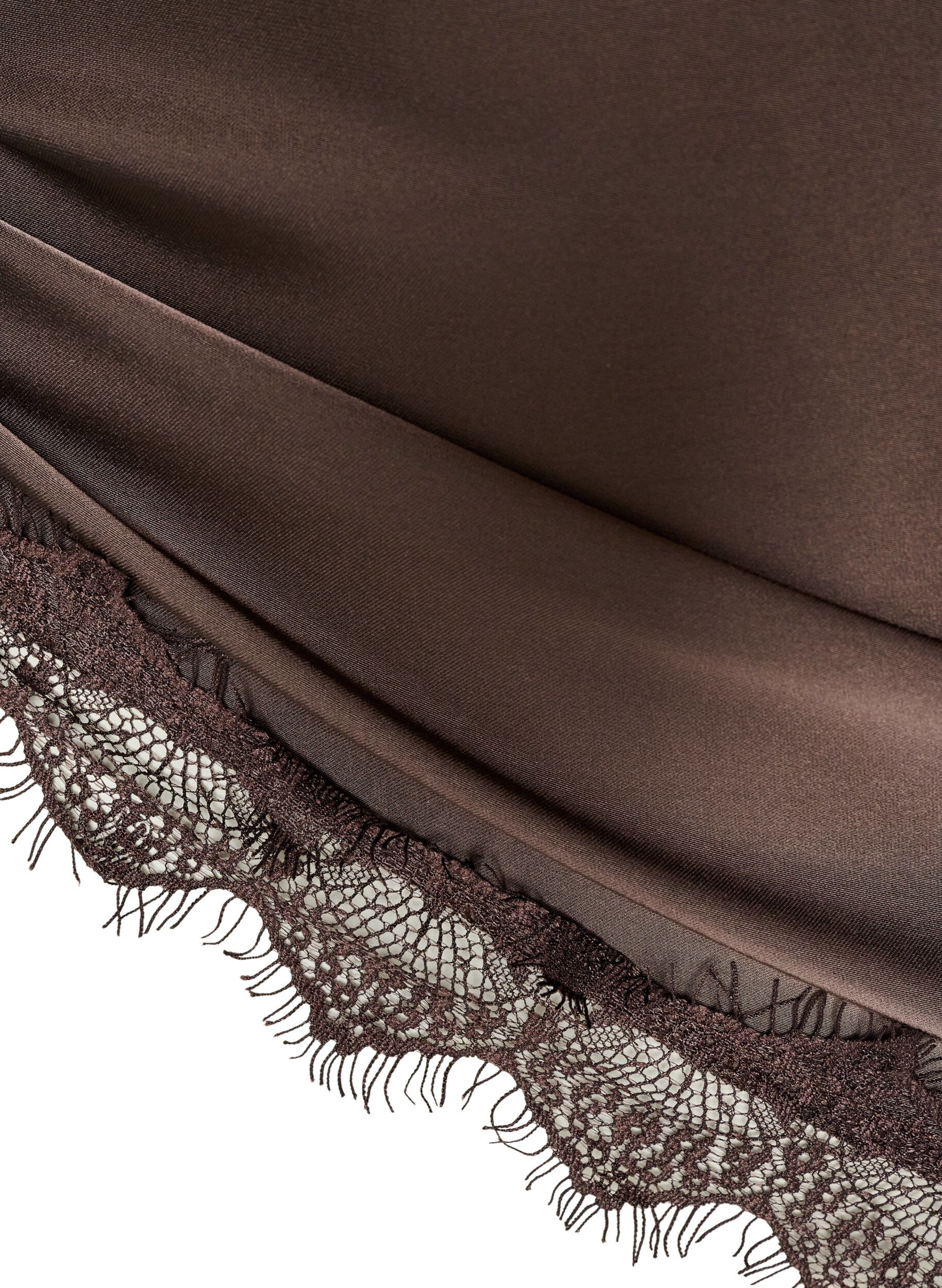 ZizziSchal aus Satin mit Spitzensaum, Braun, Packshot image number 2