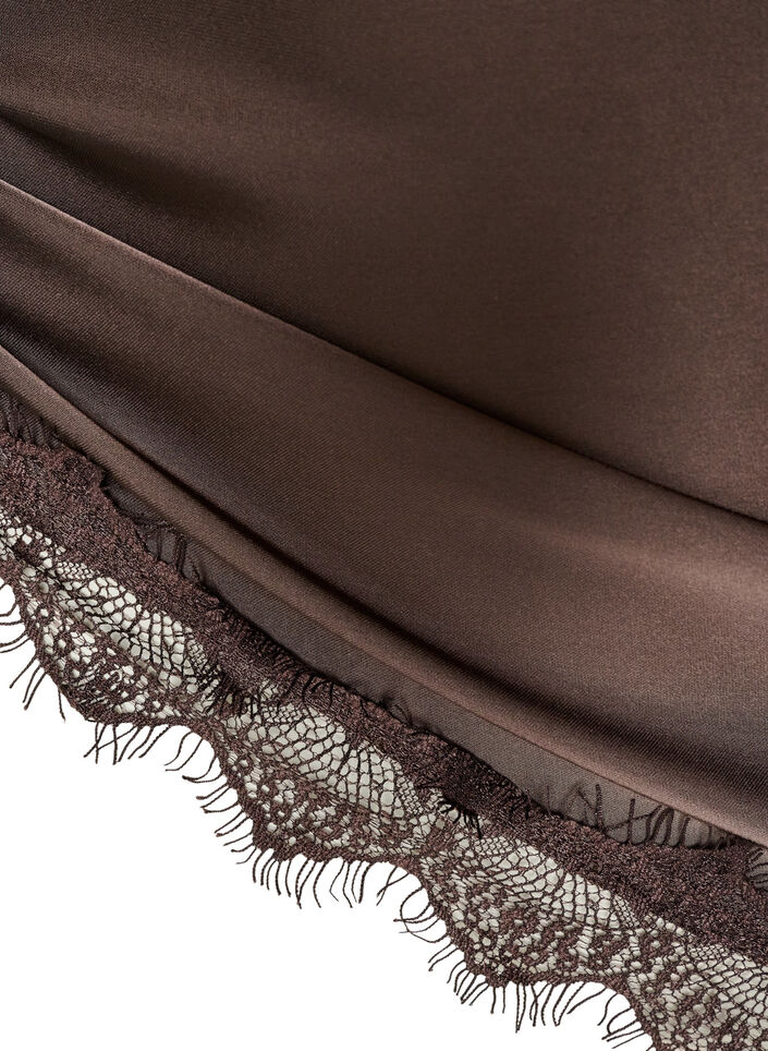 Schal aus Satin mit Spitzensaum, Braun, Packshot image number 2