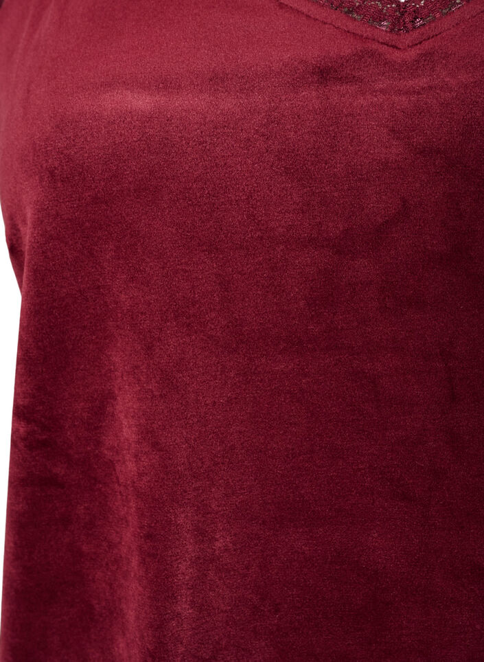 Top en velours avec bordure en dentelle, Bordeaux, Packshot image number 2
