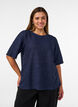Bluse mit Struktur und Glitzer, Blau, Model image number 0