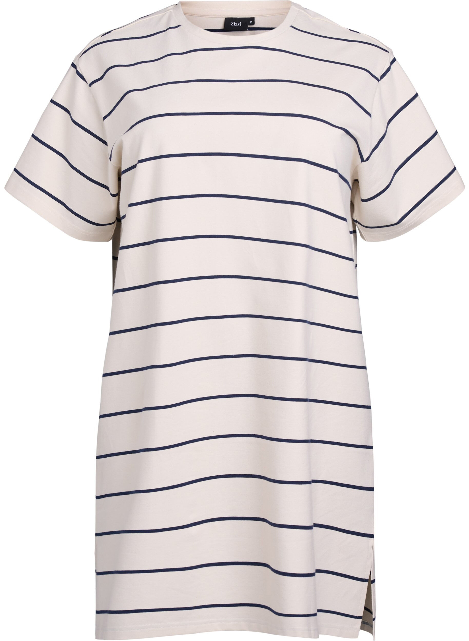 Zizzi Robe courte en jersey &agrave; rayures, Beige, Packshot image number 0