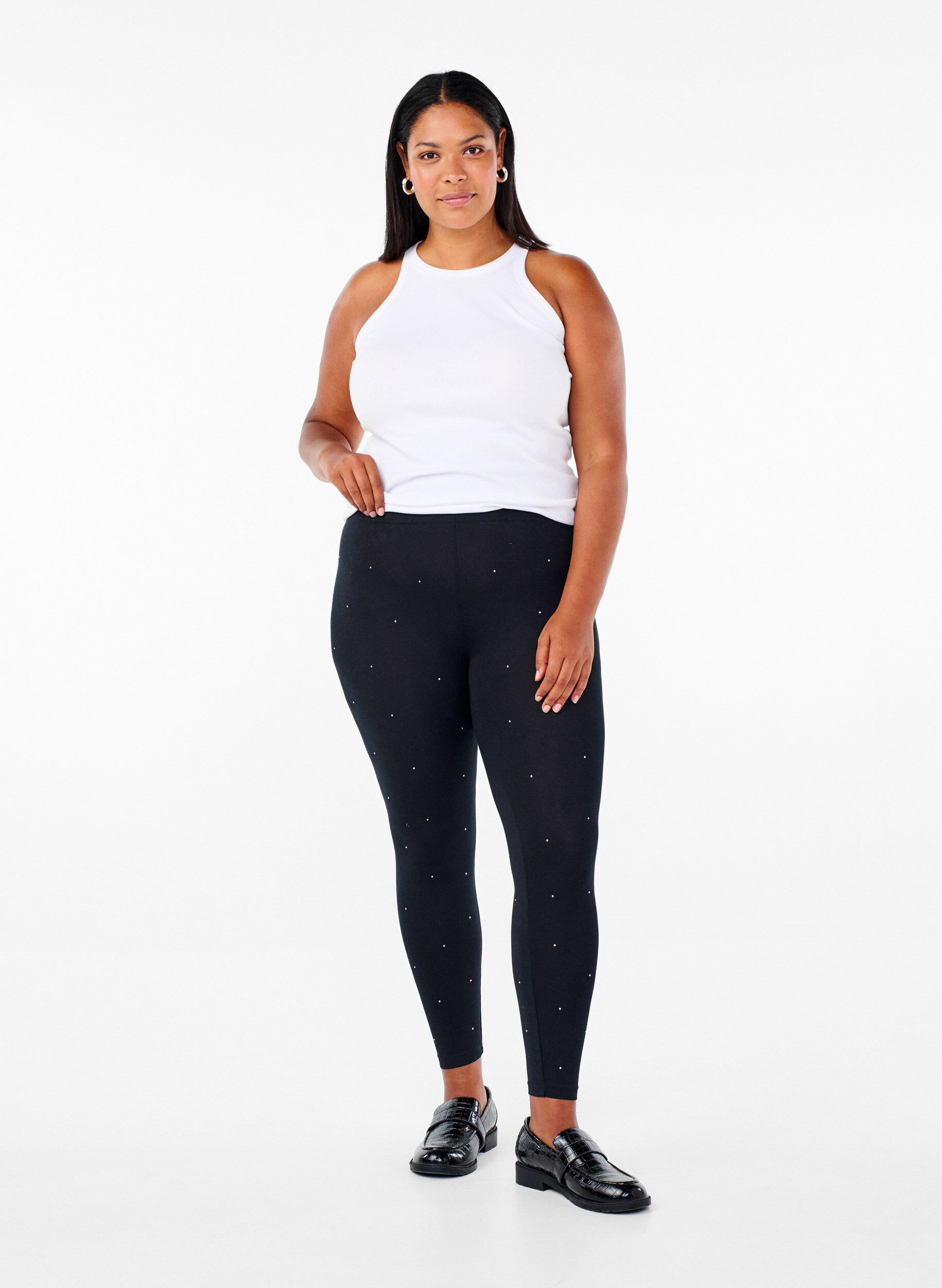 Zizzi  Legging en viscose avec strass, Black, Model image number 2