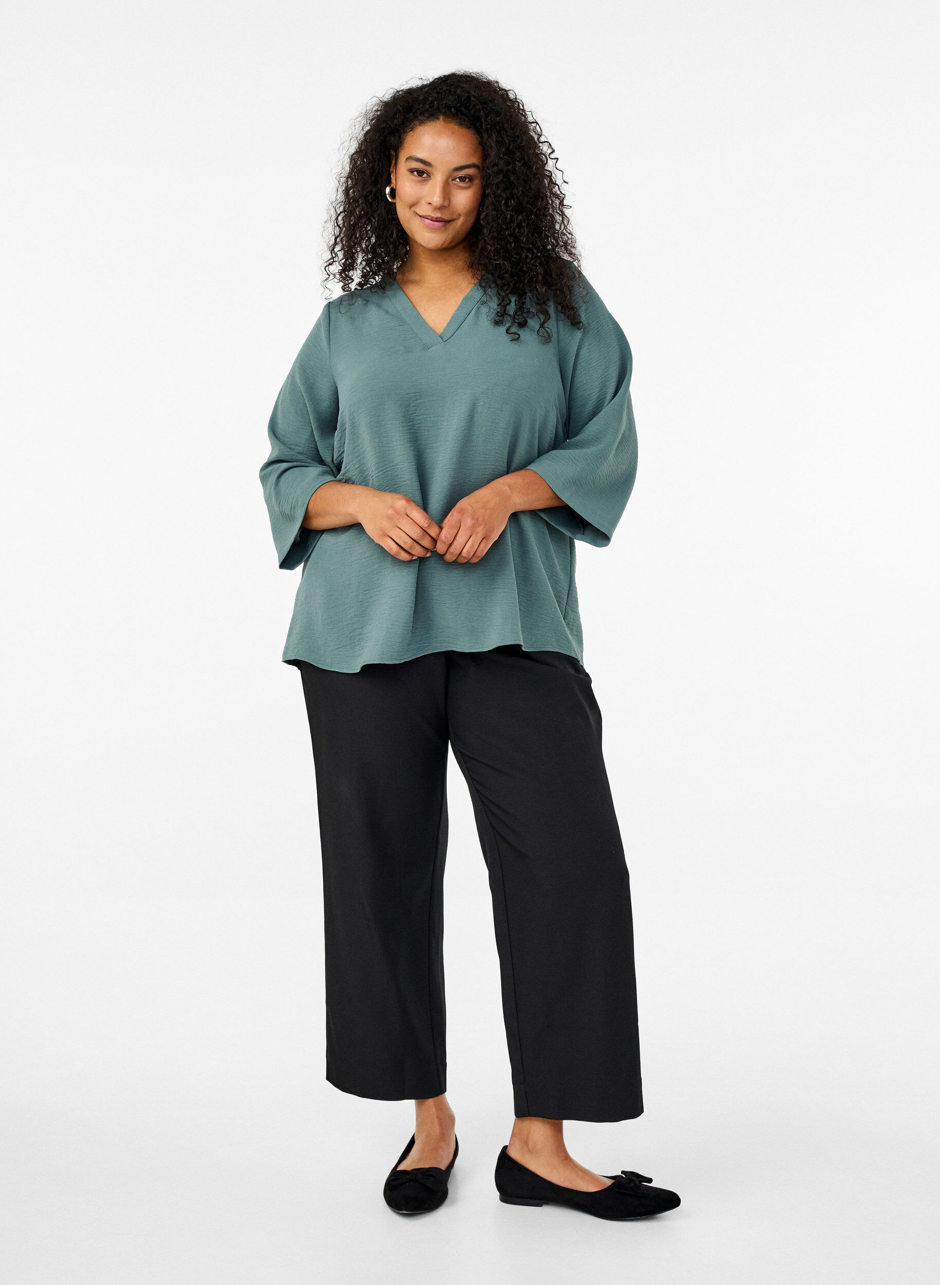ZizziBluse mit 3/4-&Auml;rmeln, Gr&uuml;n, Model image number 1