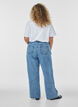 Jean coupe ample avec coutures apparentes, Bleu Clair, Model image number 1