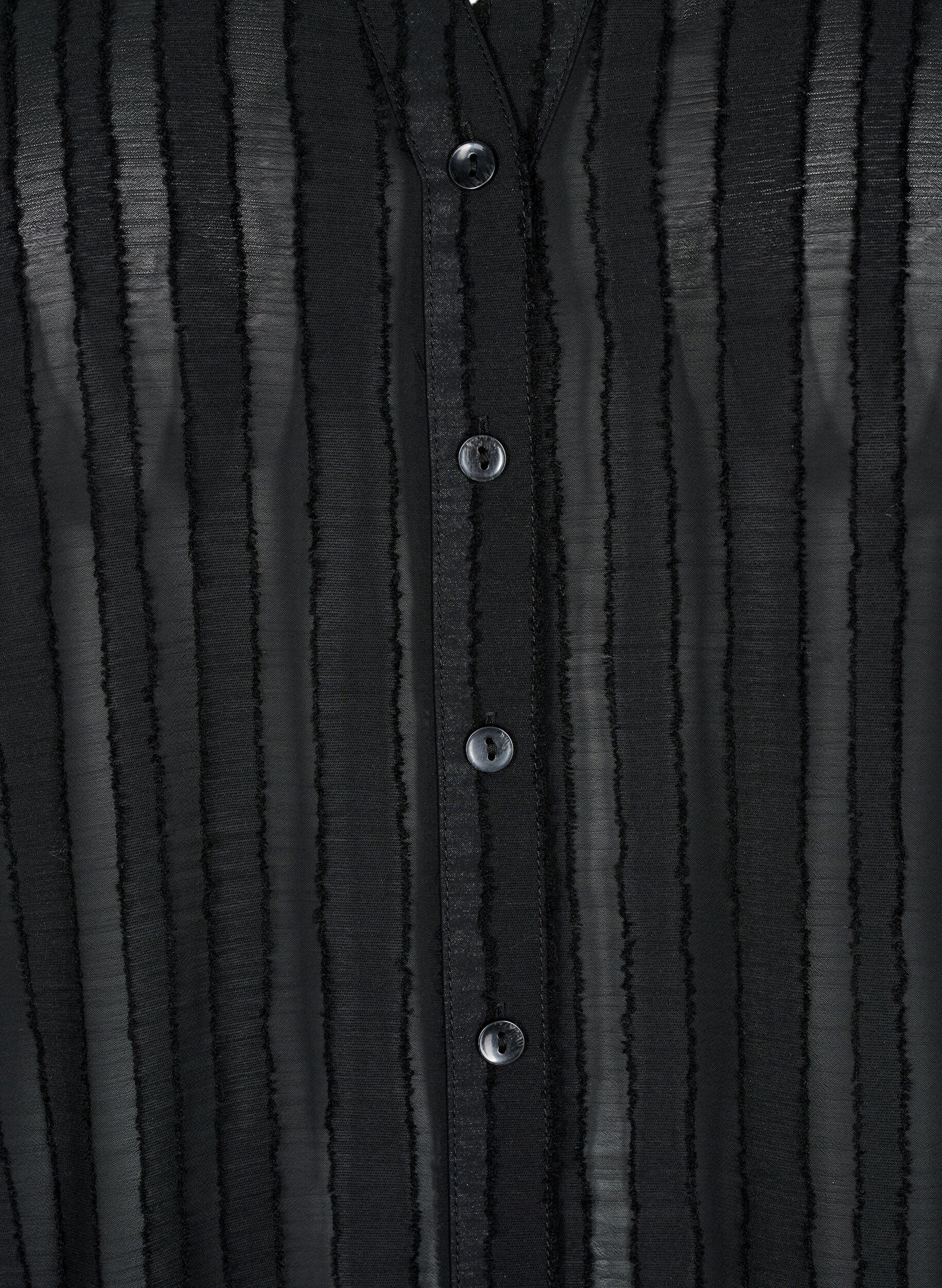 Zizzi Streifenbluse mit transparenten Streifen, Schwarz, Packshot image number 2