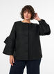 Boucl&eacute;-Jacke mit R&uuml;schendetails, Schwarz, Model image number 0