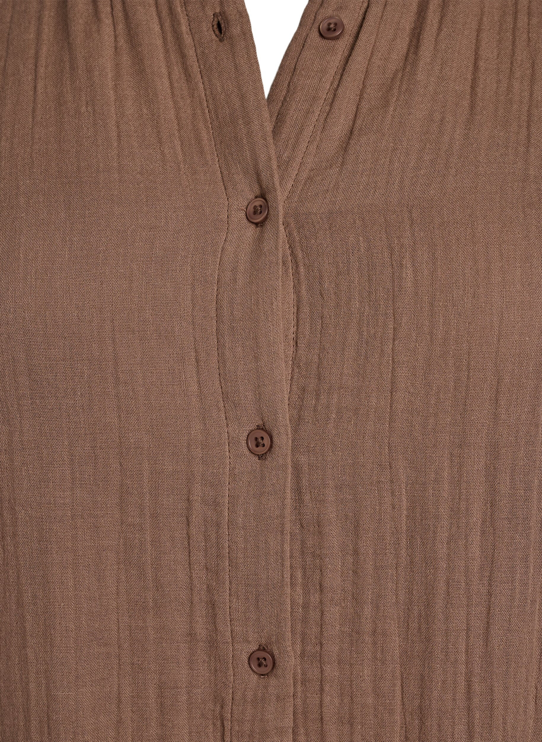 Zizzi Longue chemise en mousseline de coton, Marron, Packshot image number 2