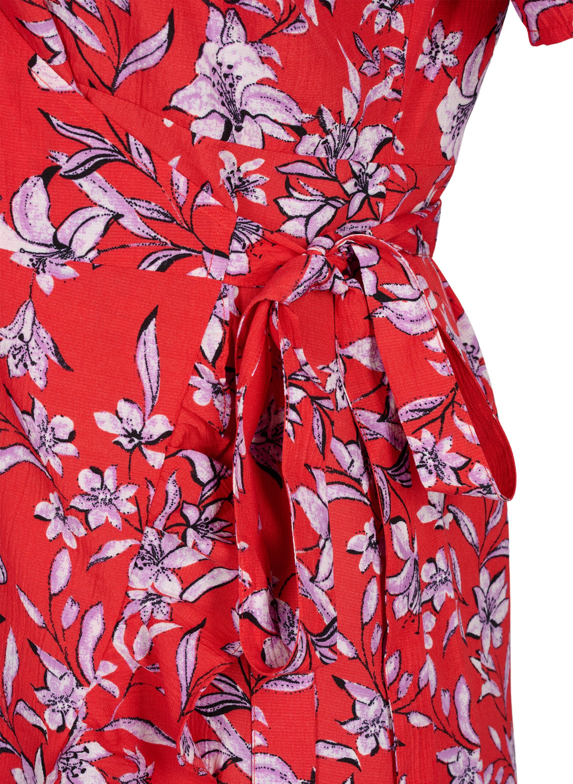 Zizzi FLASH - Robe portefeuille &agrave; manches courtes, Poinsettia Flower, Packshot image number 3