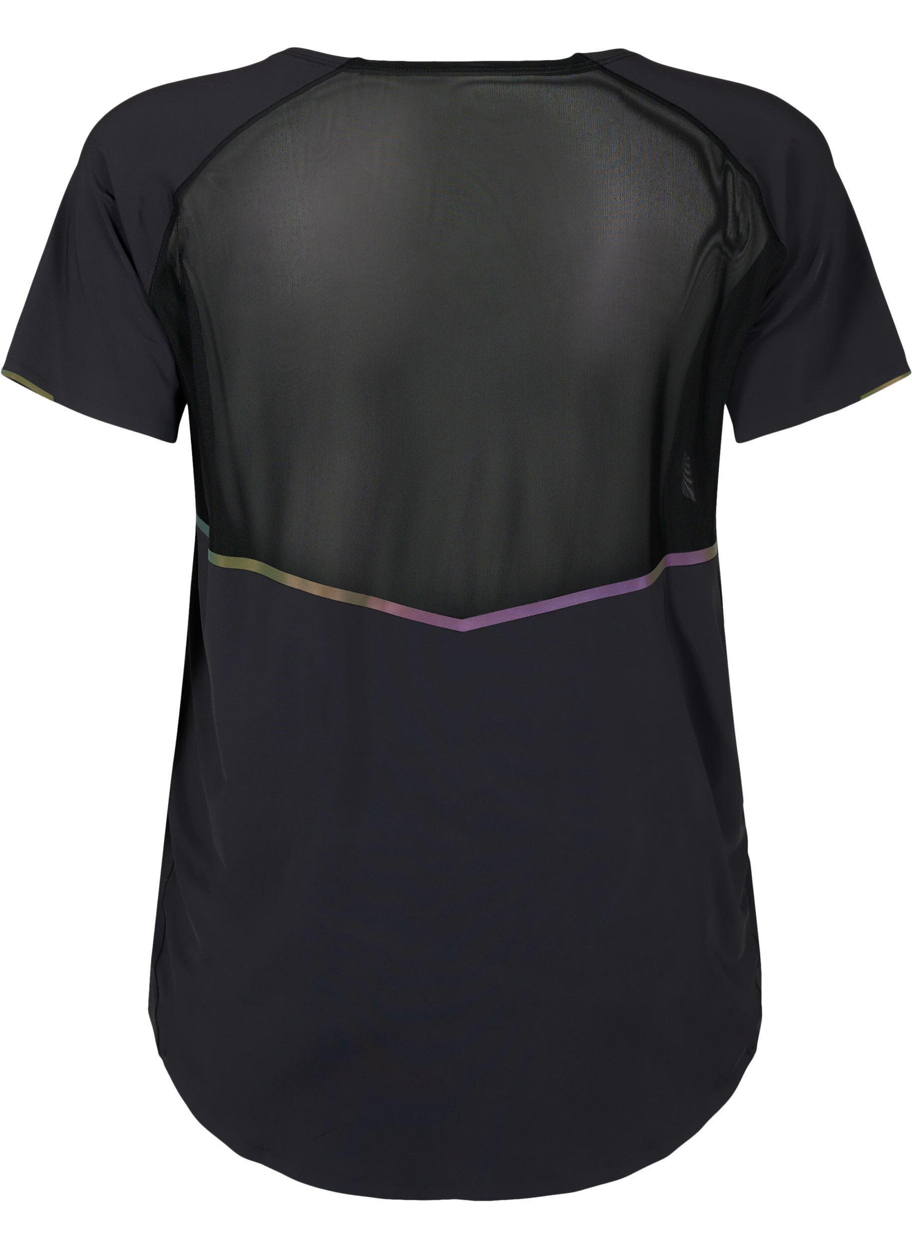 Zizzi Trainings-T-Shirt mit Mesh und reflektierenden Details, Black, Packshot image number 1