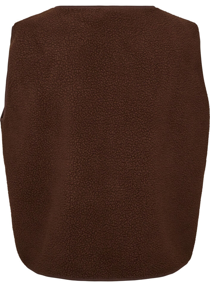 Teddy-Weste mit Kn&ouml;pfen und Taschen, Braun, Packshot image number 1