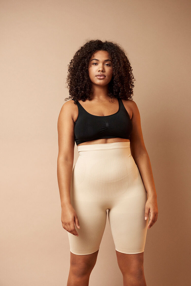Hochtaillierte Shapewear Shorts, Beige, Image