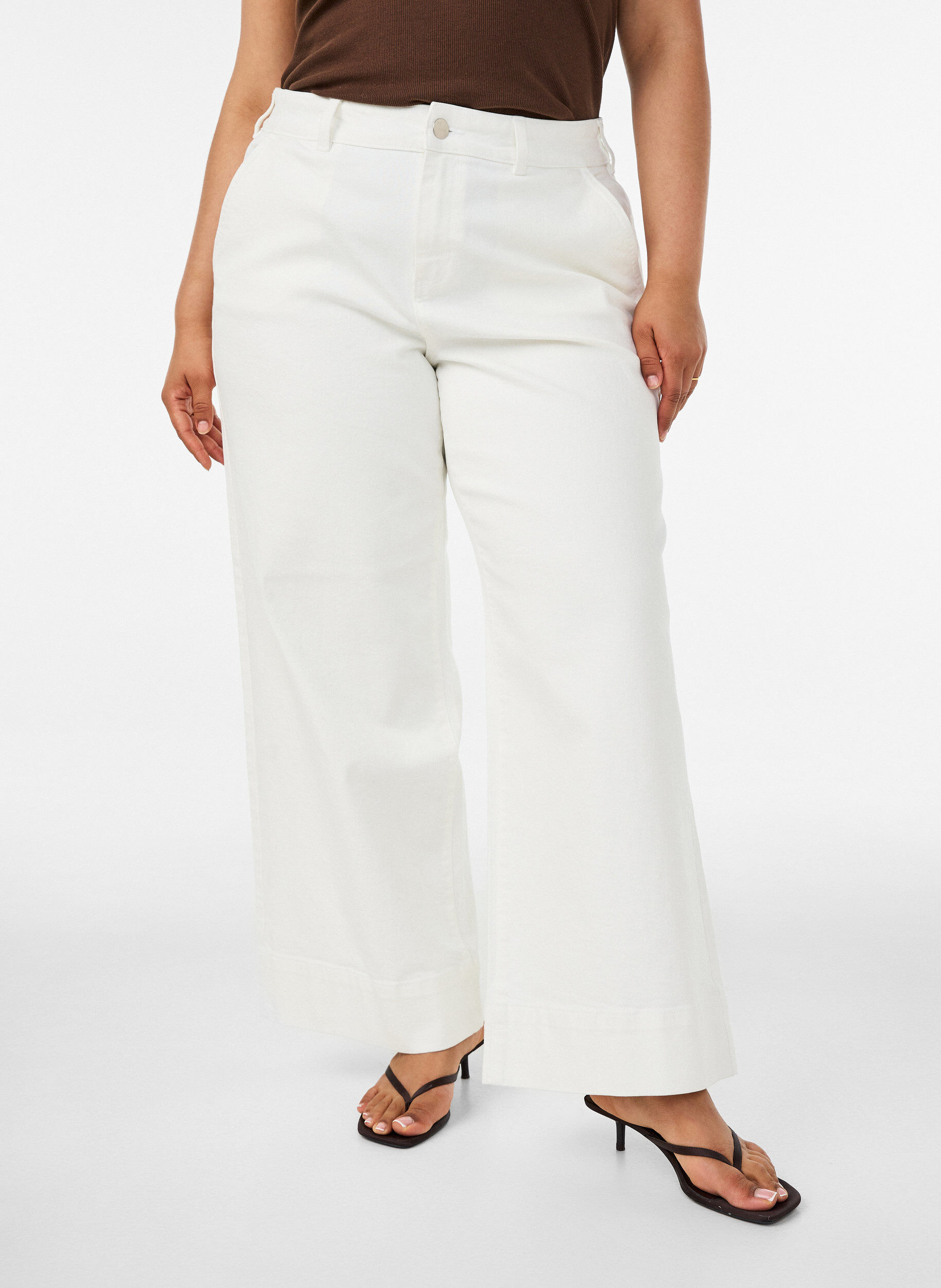 ZizziJean Myra taille haute coupe ample, Blanc, Model image number 2