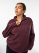 Pull en tricot avec col haut et fermeture &eacute;clair, Bordeaux, Model image number 4