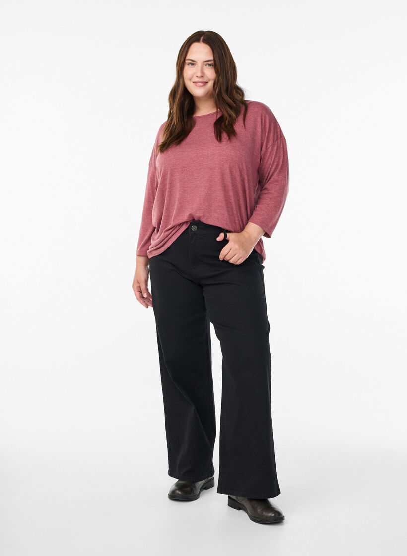 Bluse aus Jersey mit 3/4-&Auml;rmeln, Rot, Model image number 1