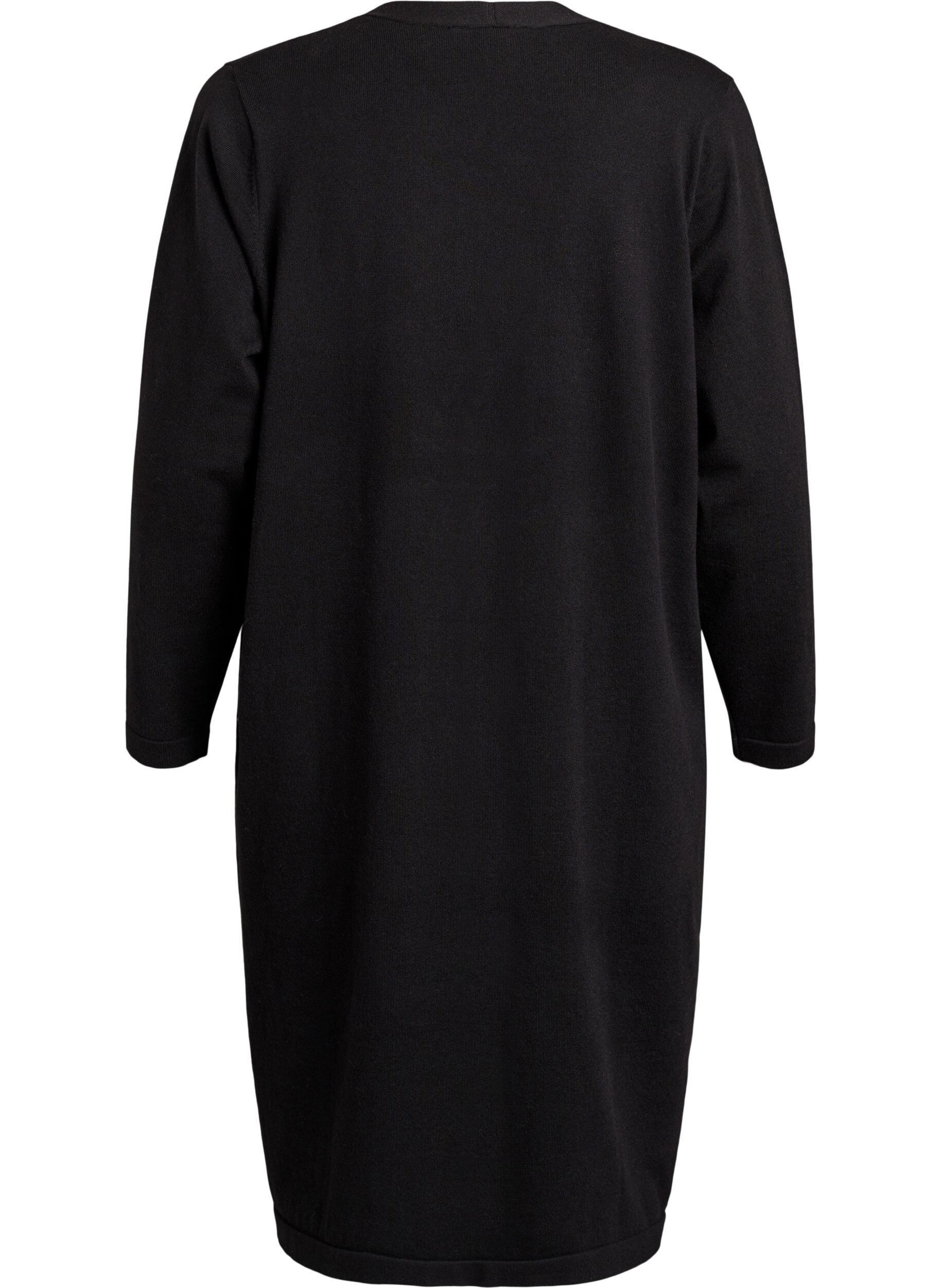 ZizziCardigan long ouvert avec poches, Noir, Packshot image number 1