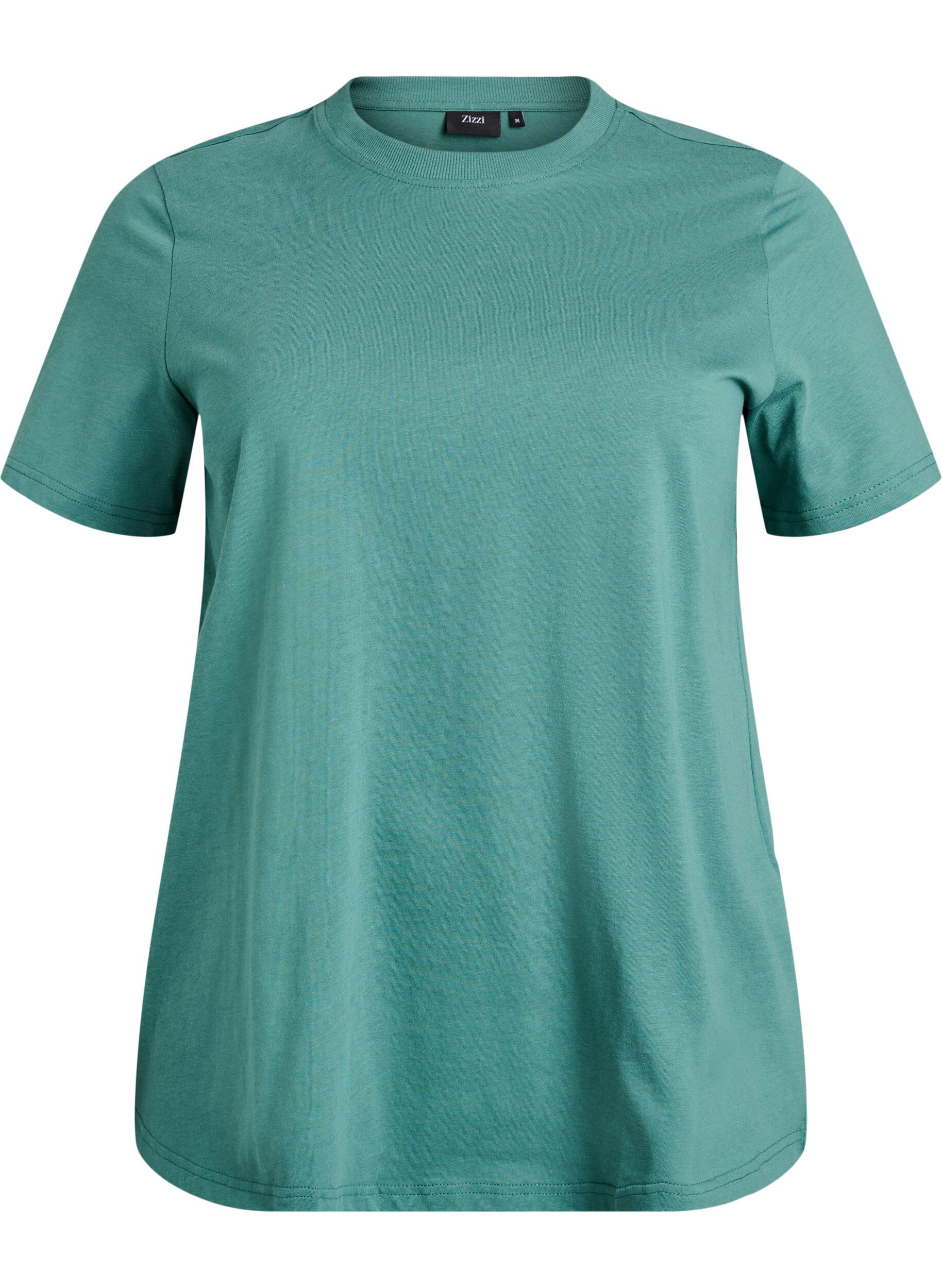 T-shirt basique en coton &agrave; col rond