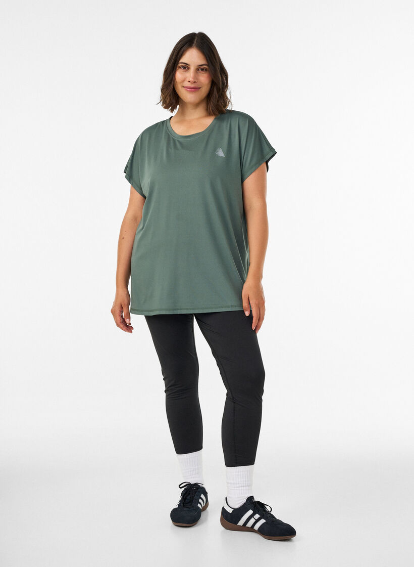 T-shirt de sport couleur unie, Vert, Model image number 1