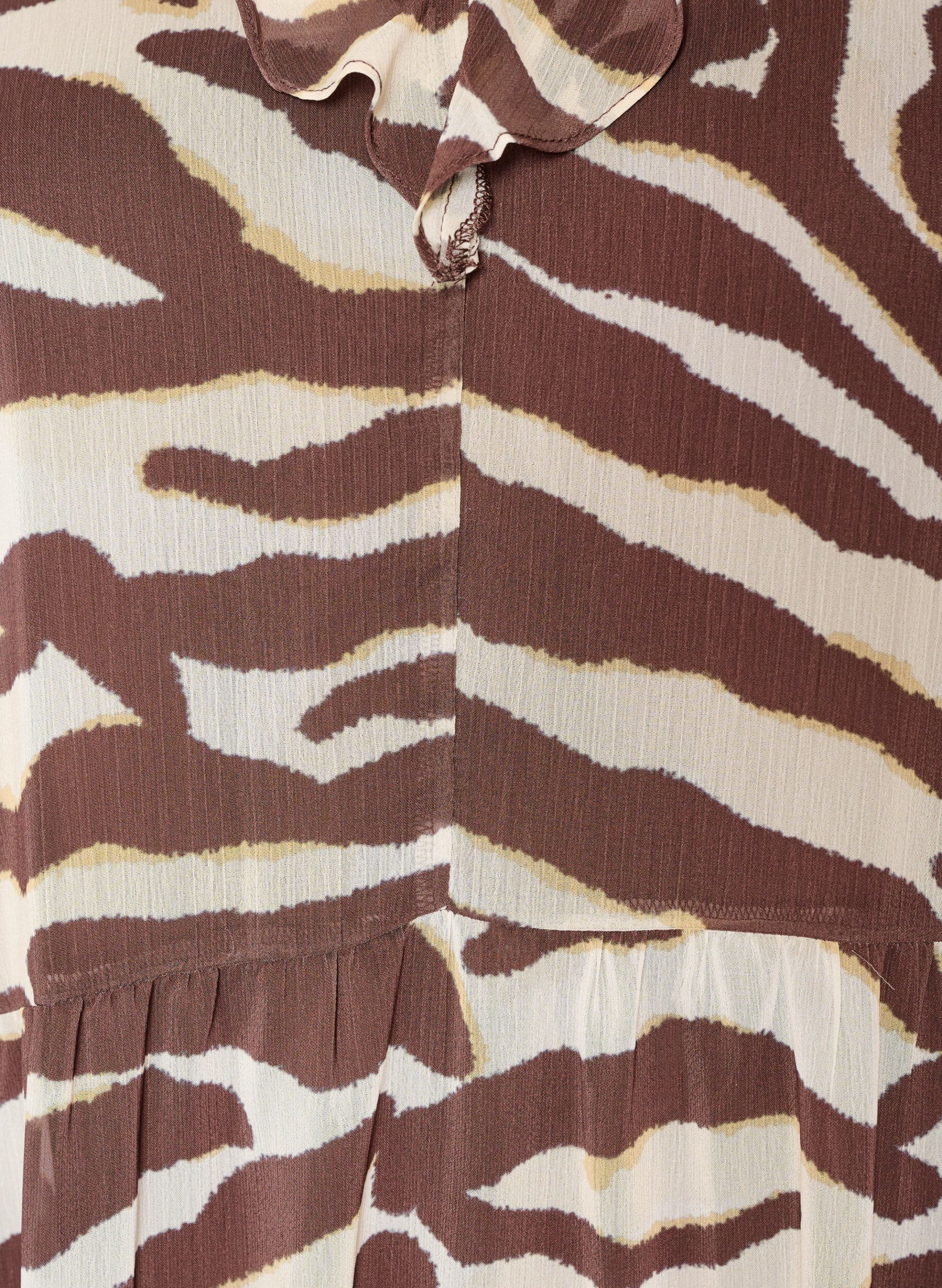 ZizziChiffonbluse mit Zebramuster und R&uuml;schen, Braun, Packshot image number 2