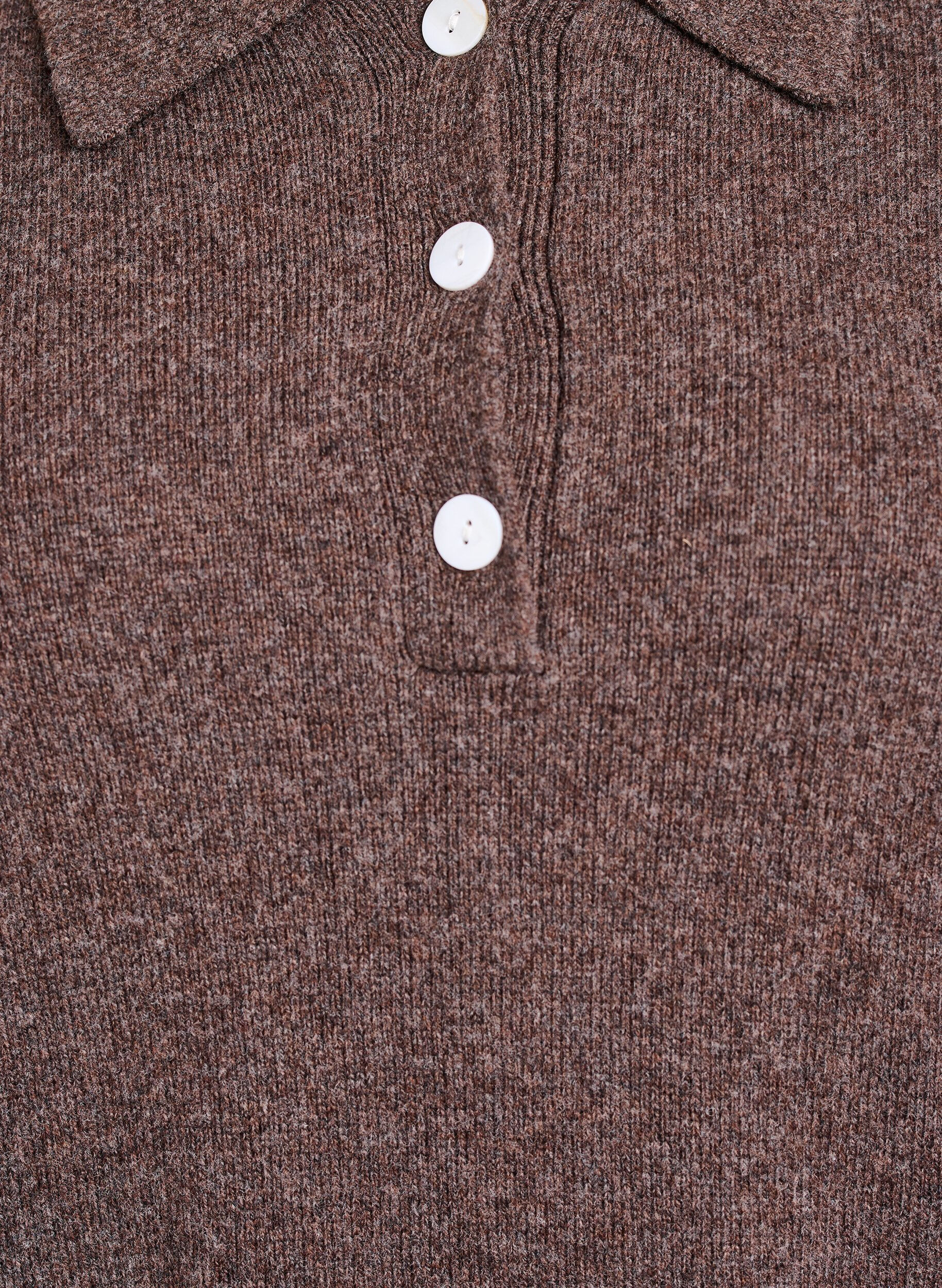 Zizzi Strickbluse aus weicher Merinomischung mit Polokragen, Braun, Packshot image number 2