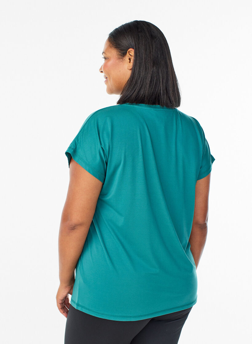 Einfarbiges Trainings-T-Shirt, Petrol, Model image number 2