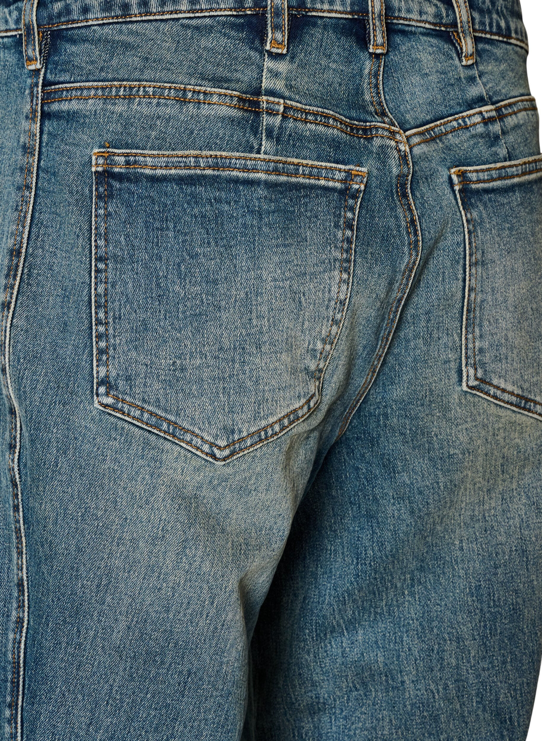 ZizziBarrel Fit Jeans mit Used-Waschung, Blau, Packshot image number 3