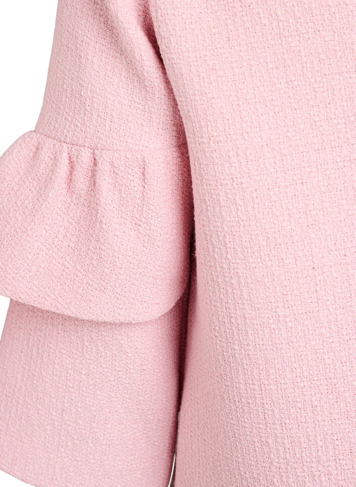 Jacke aus Boucl&eacute; mit R&uuml;schendetails, Pink, Packshot image number 4