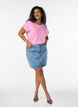 Kurz&auml;rmeliges T-Shirt aus einer Baumwollmischung, Pink, Model image number 1
