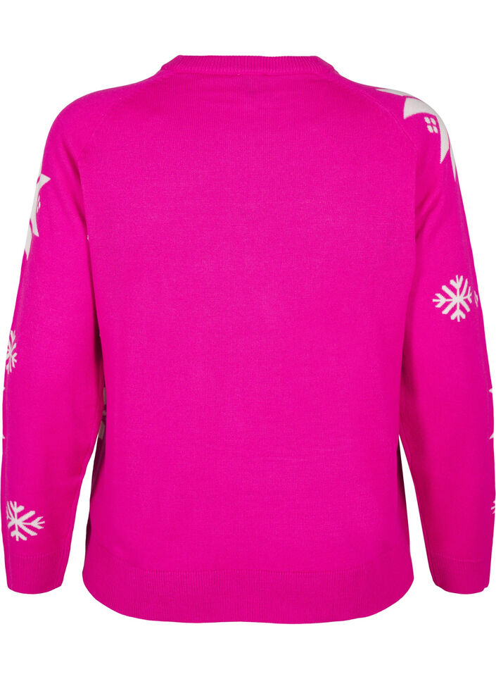 Strickpullover mit Schneeflockenmuster, Pink, Packshot image number 1