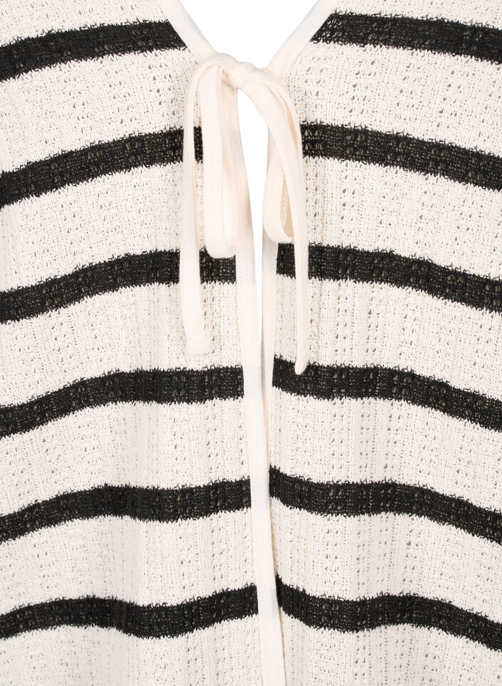 Cardigan rayé avec cordon de serrage, Sand Black Stripe, Packshot image number 2