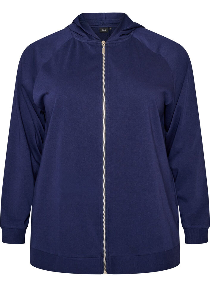Sweat-Cardigan mit Kapuze und Taschen, Blau, Packshot image number 0