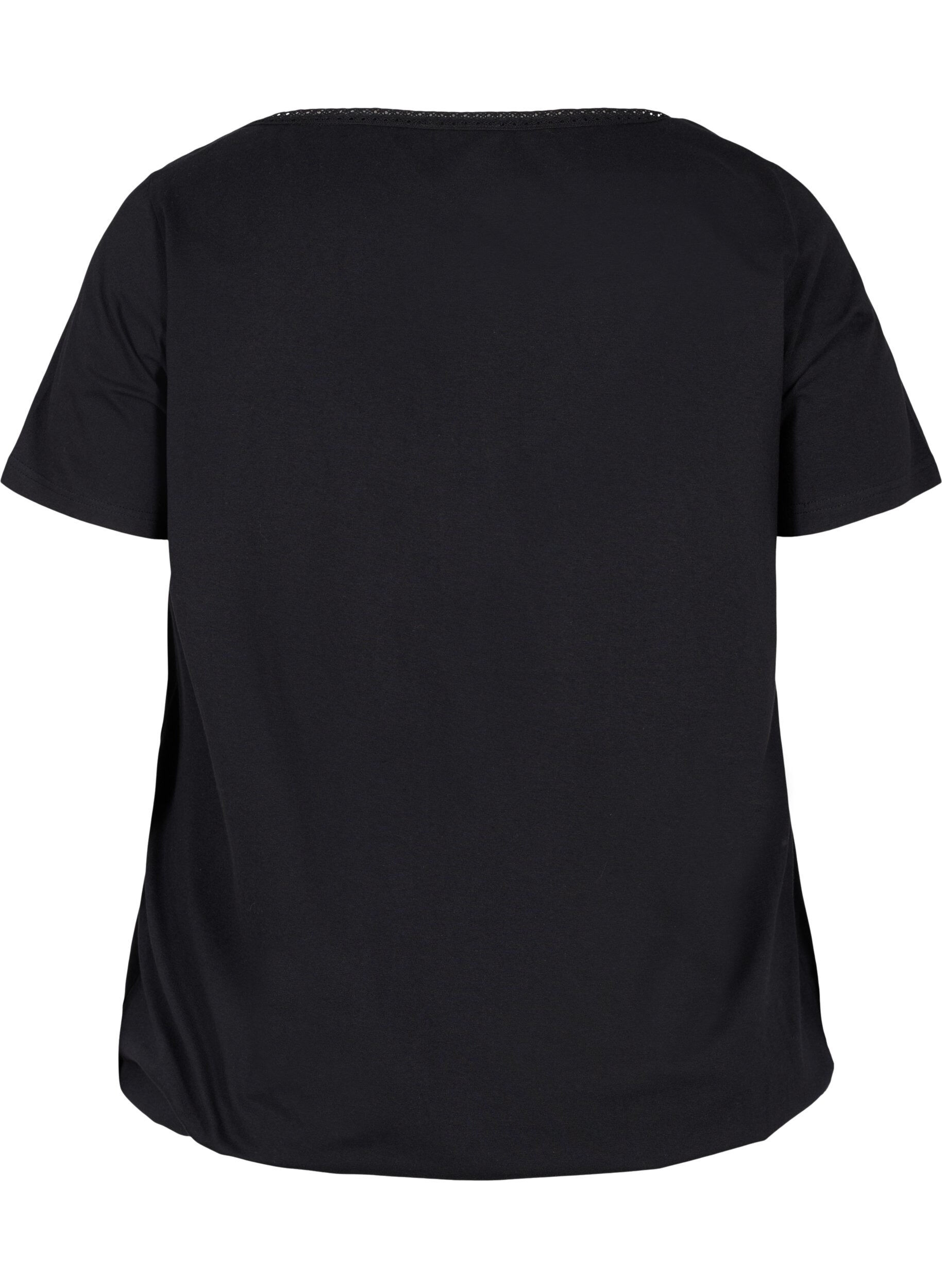 Zizzi Kurzarm Baumwoll-T-Shirt, Black, Packshot image number 1
