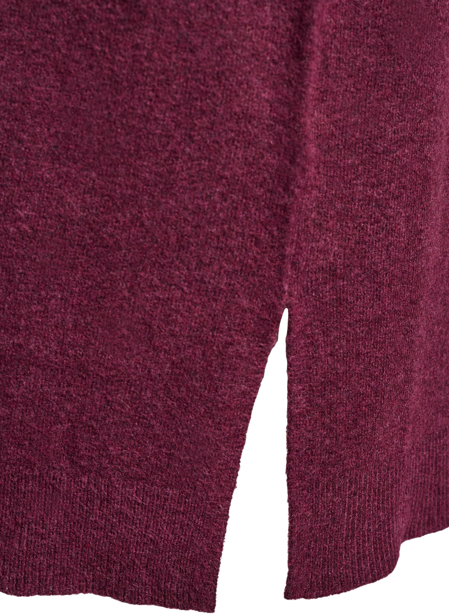 Zizzi Cardigan long en maille avec poches, Bordeaux, Packshot image number 3