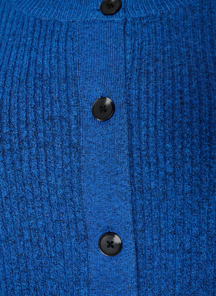 Rippenstrick Strickjacke mit Kn&ouml;pfen, Blau, Packshot image number 2