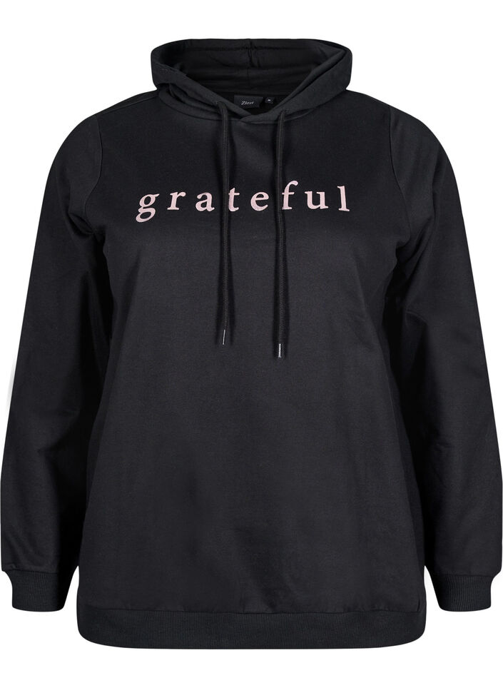 Sweat à capuche avec imprimé, Noir, Packshot image number 0