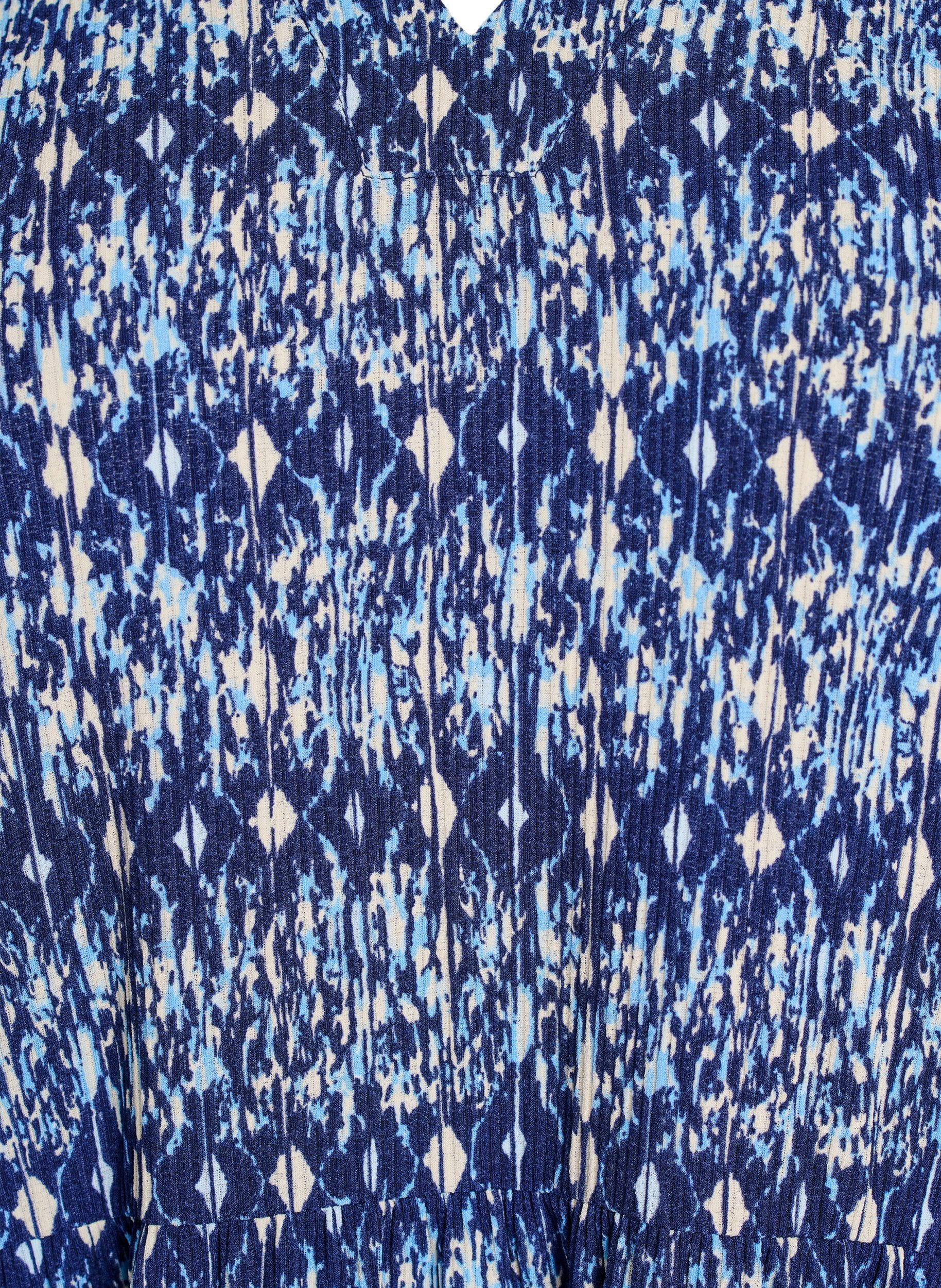 ZizziGemustertes Kleid mit Eins&auml;tzen, Blau, Packshot image number 2