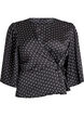 Blouse &agrave; pois avec lien &agrave; nouer et manches 3/4, Noir, Packshot image number 0