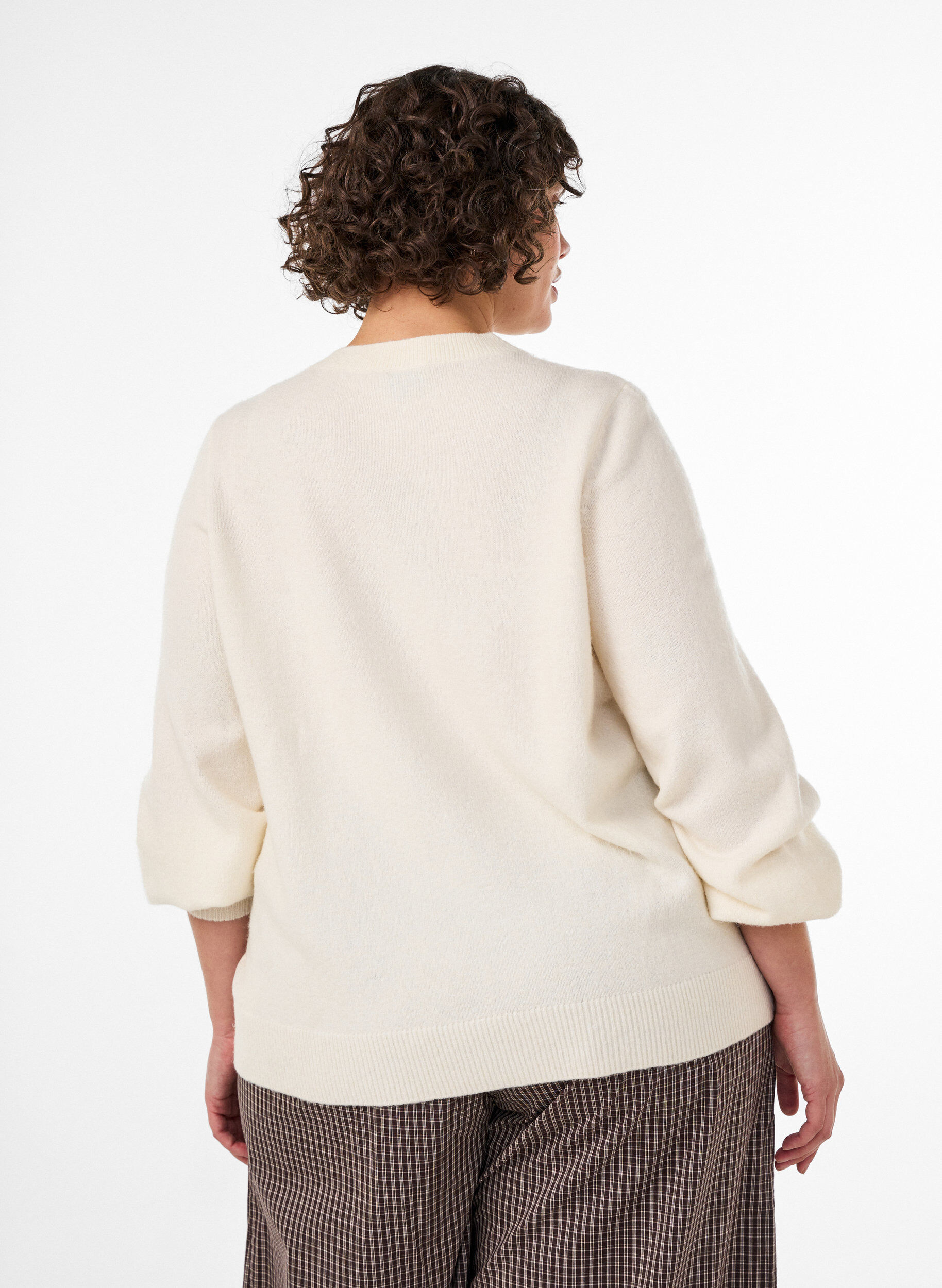 ZizziCardigan en maille douce avec boutons dor&eacute;s, Vanille, Model image number 2