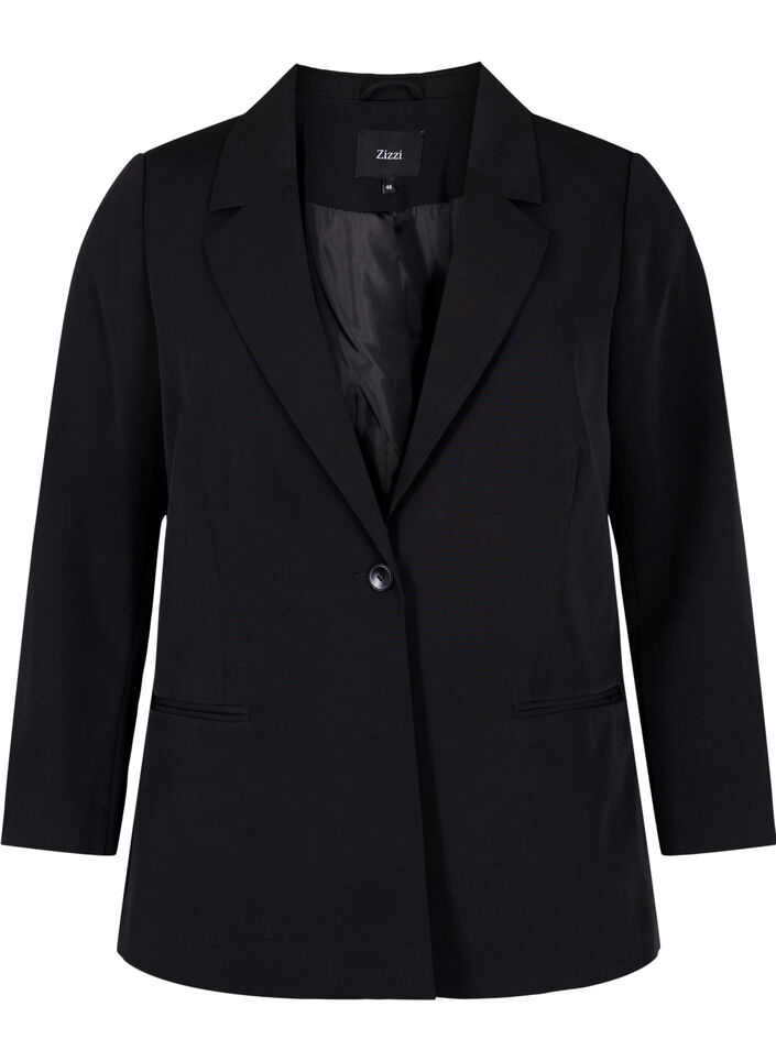 Blazer avec une fermeture à bouton unique, Black, Packshot image number 0