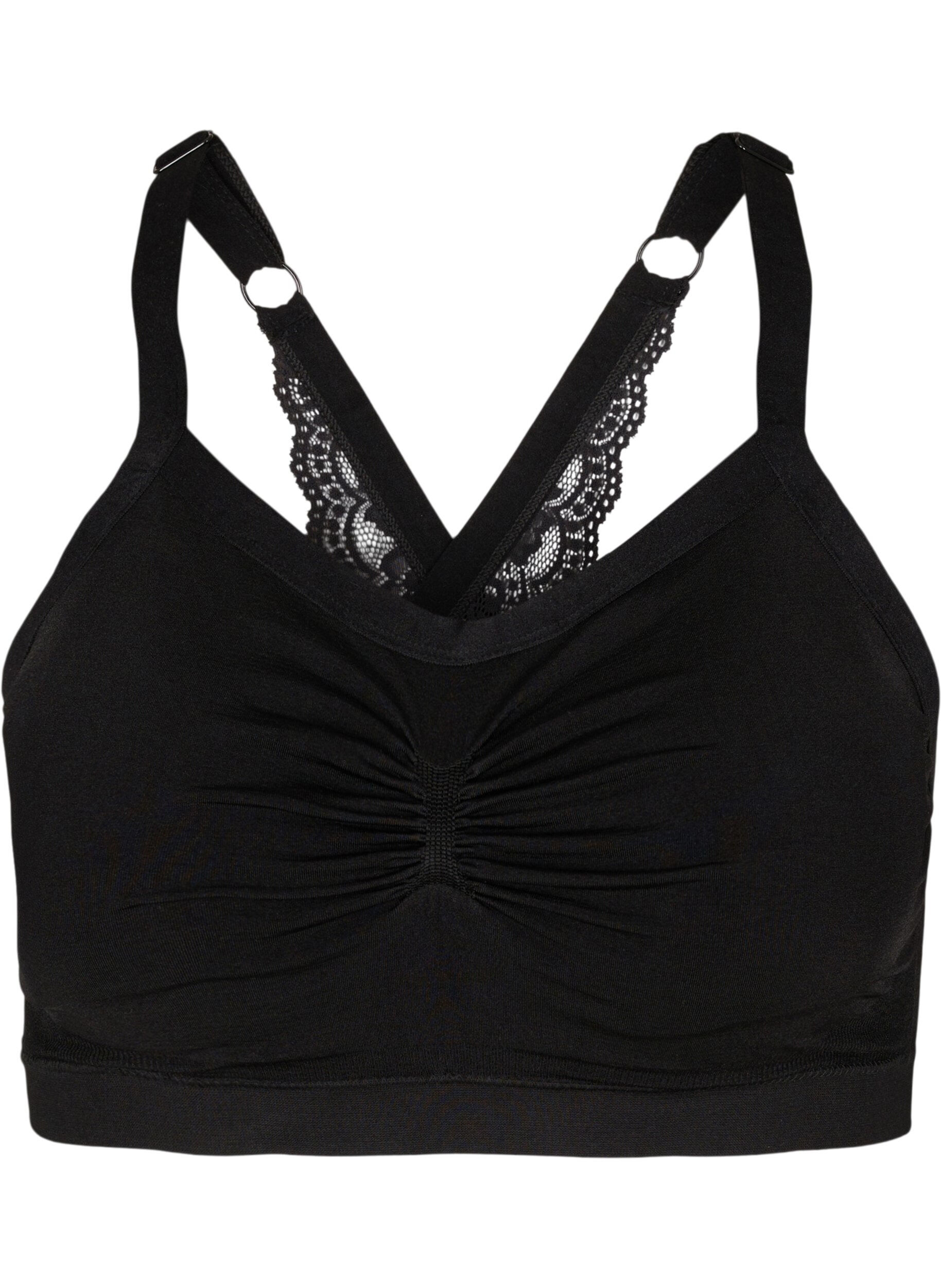 Zizzi Soutien-gorge souple avec dos en dentelle, Black, Packshot image number 0