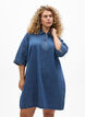 Kurzes Denim-Kleid mit Rei&szlig;verschluss und 3/4-&Auml;rmeln, Blau, Model image number 0