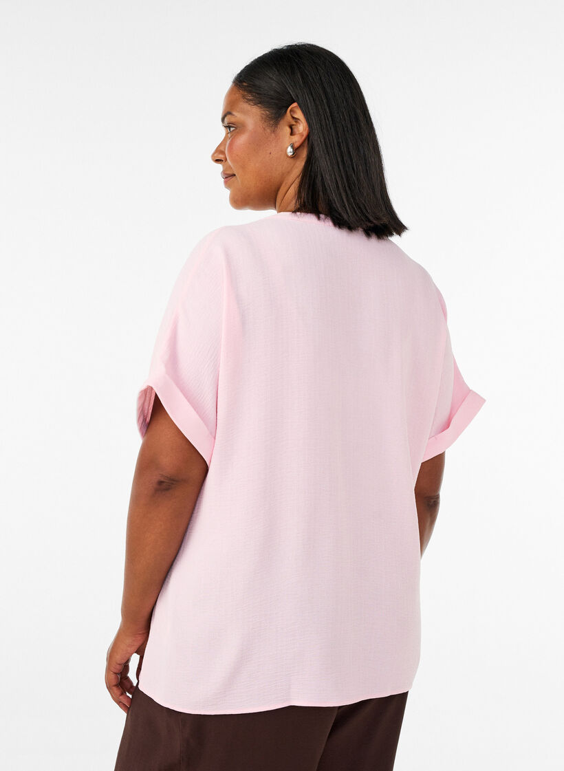 Lockere Bluse mit kurzen &Auml;rmeln, Rot, Model image number 2